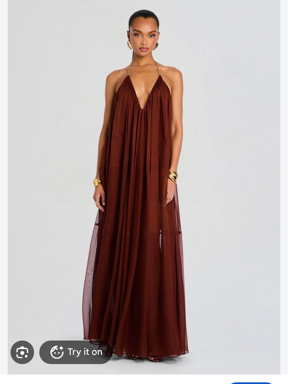 Retrofete Arlet Chiffon Dress in Chestnut